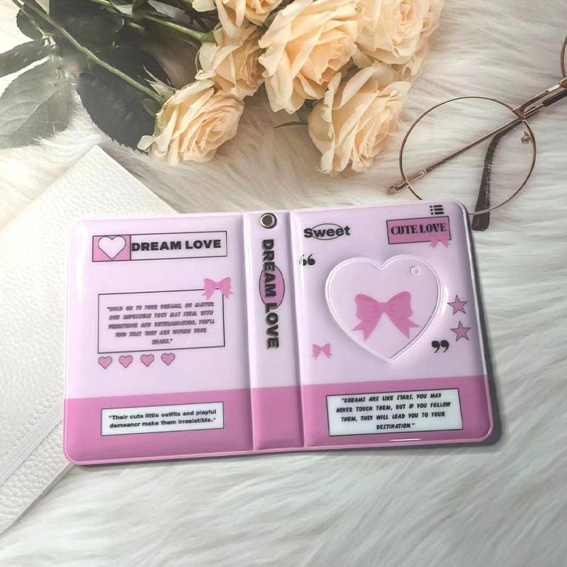 Letter Print 3 Inch Kpop Binder Round Hollow Photocard Holder Show Up Now Ins Photo Album Idol Cards Collect Book 40 Pocket