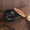 Traditional Large Belly Wok for Home Use with Wooden Handle, Flat Bottom Cooking Pot, Non-Coated Wok, Suitable for Gas Stove