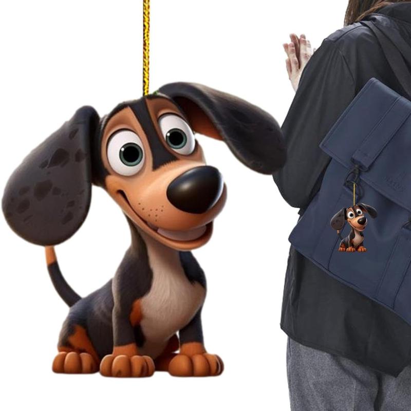 Новая рождественская серия с милой собакой, елочные украшения, автомобильный акриловый кулон