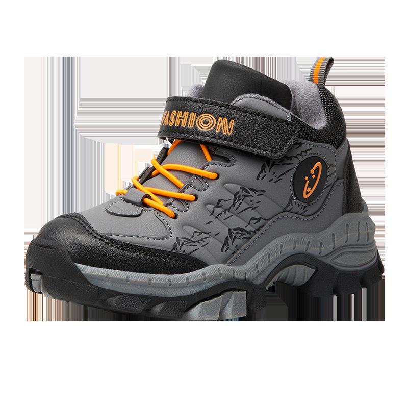 Зимняя спортивная обувь из хлопка для мальчиков 2024 года: Модные кожаные кроссовки для альпинизма для детей старшего возраста