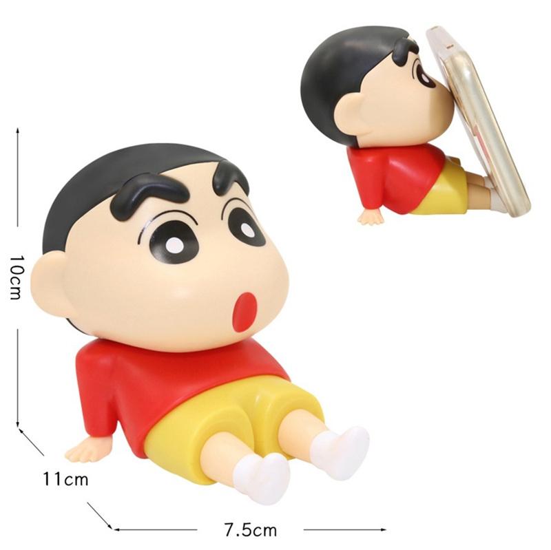 Crayon Shin-Chan Mobile Phone Kawaii Anime Desktop Ornaments Cartoon Watching Tv Phone Support Cute Doll Decorations Toy Gifts