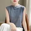 2024 Spring/Summer Women's Sleeveless Thin Knitted Sweater - Half Turtleneck Pullover Vest