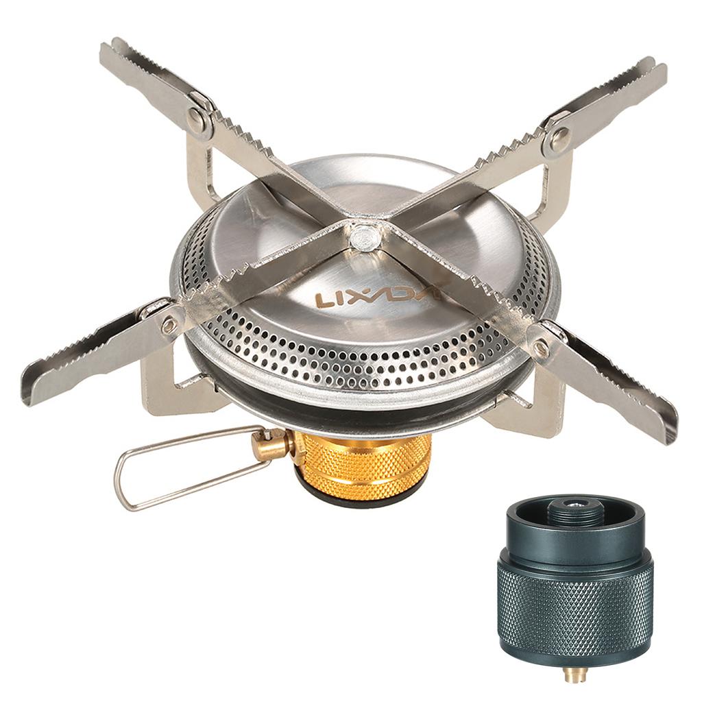 Lixada Ultralight Portable Outdoor Camping Gas Stove with Gas Tank Adapter Converter Hiking