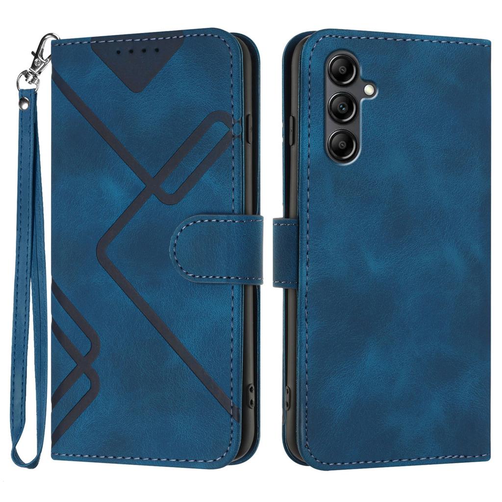 For Samsung Galaxy A15 5G/Galaxy A15 4G Wallet Case Line Imprinted PU Leather Phone Cover with Strap
