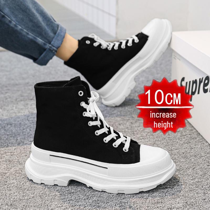 Мужские невидимые кроссовки, увеличивающие рост: 12 см высокие, 10 см повседневные парусиновые туфли на толстой подошве, модные туфли COS.