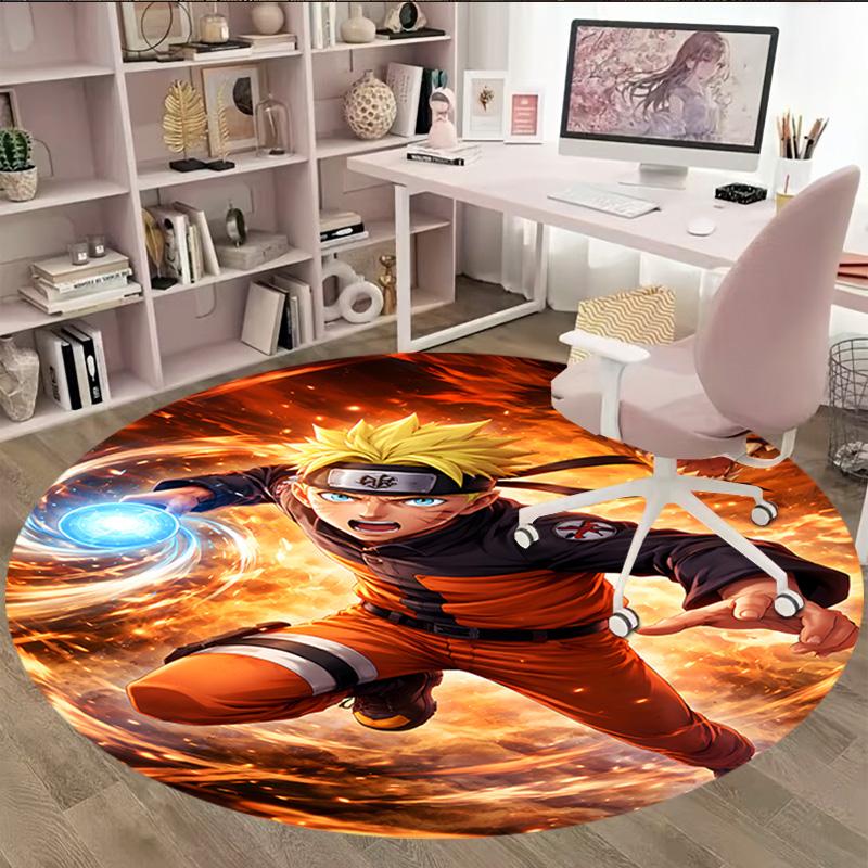 1pc Naruto Carpet, Round Rug, Comfortable, Suitable for Entryways, Living Rooms, Office, And Bedrooms, Christmas Decoration