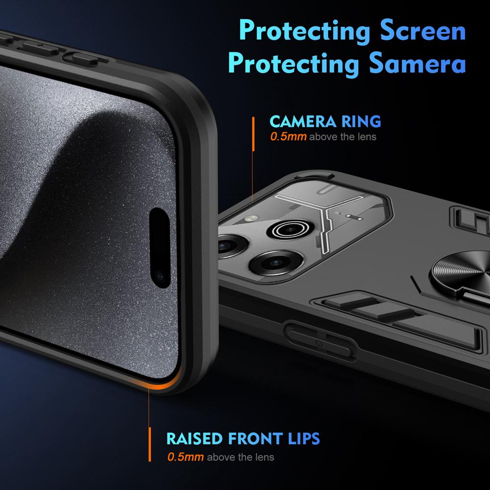 KEYSION Shockproof Armor Case for TECNO Pova 6 Pro 5G Soft Silicone+PC Ring Stand Phone Back Cover for Tecno Pova 6 6 Pro 5G