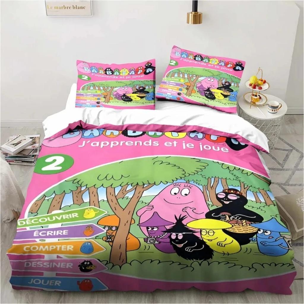 3D Мультяшный Постельный Комплект B-Барбапапа Набор Пододеяльника с Наволочками Мягкий Приятный к Коже Односпальный Кинг-сайз Для Детей Подарок на День Рождения