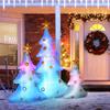 Set of 3 inflatable Christmas trees, including blower, for indoor and outdoor use, including mounting hardware, white and gold