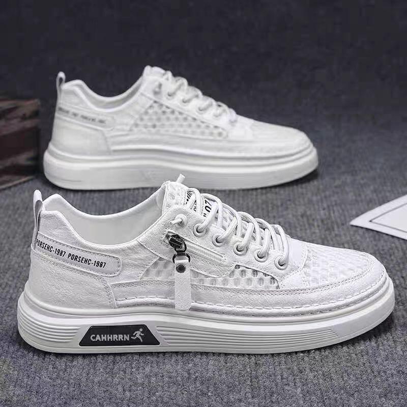 2025 Autumn New Men's Shoes Running Sports Versatile White Shoes Men's Casual Leather Surface One Pedal Board Shoes Trendy Shoes