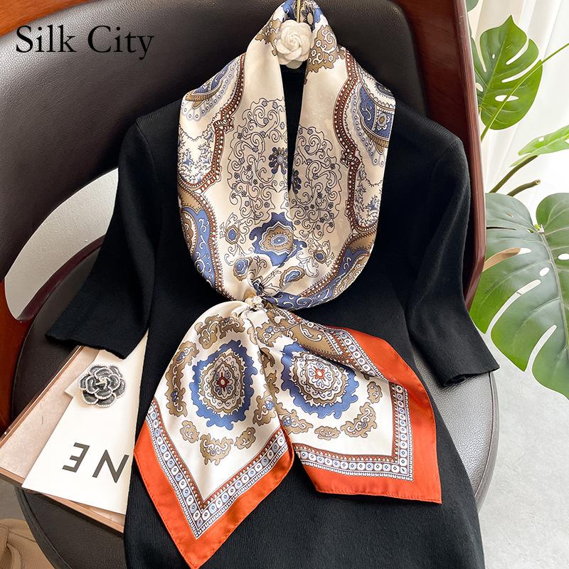High-quality Luxurious Silk Scarves Headband Scarfs Neck Scarf For Women Chain Silk Scarf Women's Decorative Shawl