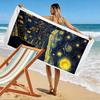 Starry Night Cat Silhouette Design Beach towel quick-drying for travel outdoor sports jogging beach and swimming
