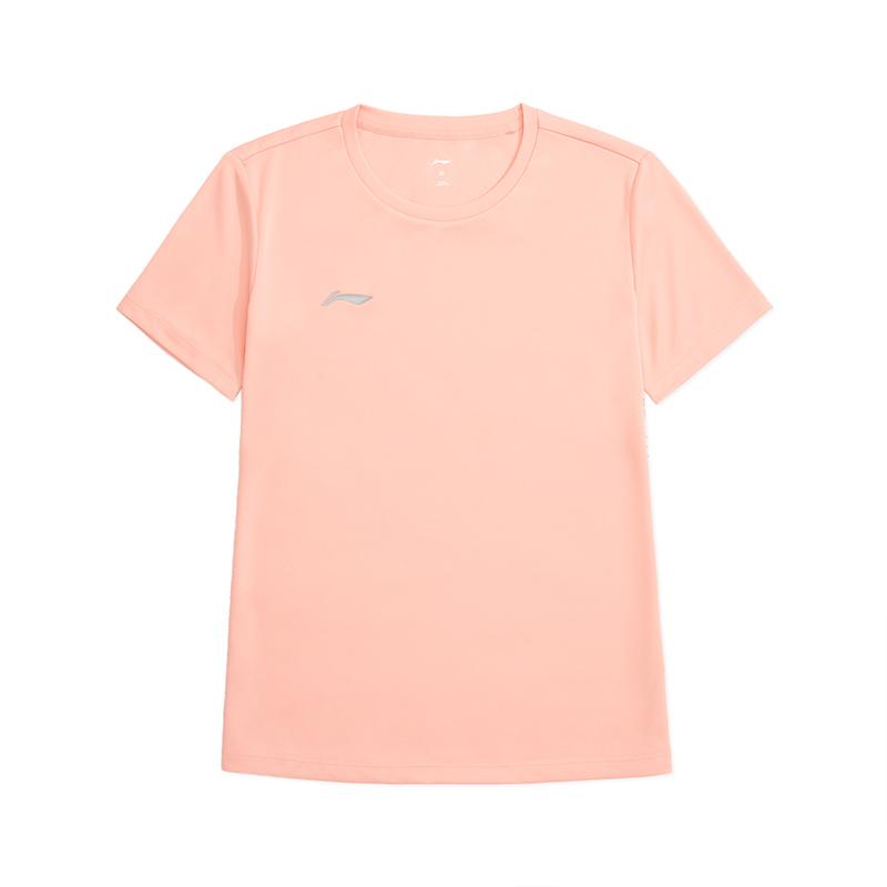 Футболка Li Ning Sports Lifestyle Series, однотонная, с круглым вырезом, удобная, универсальная, дышащая, с коротким рукавом, женская, розовая, ATSU872-3