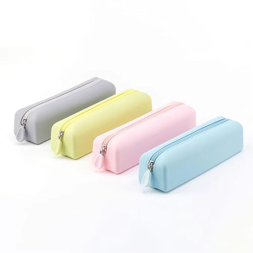 Silicone Pencil Case Large Capacity Cosmetics Storage Bag Durable Pen Bag School Supplies