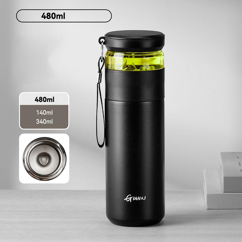 GIANXI 480 мл Кружка для кофе из нержавеющей стали с холодной изоляцией и крышкой, бытовая керамическая подкладка, бутылка для воды, кухонный термос