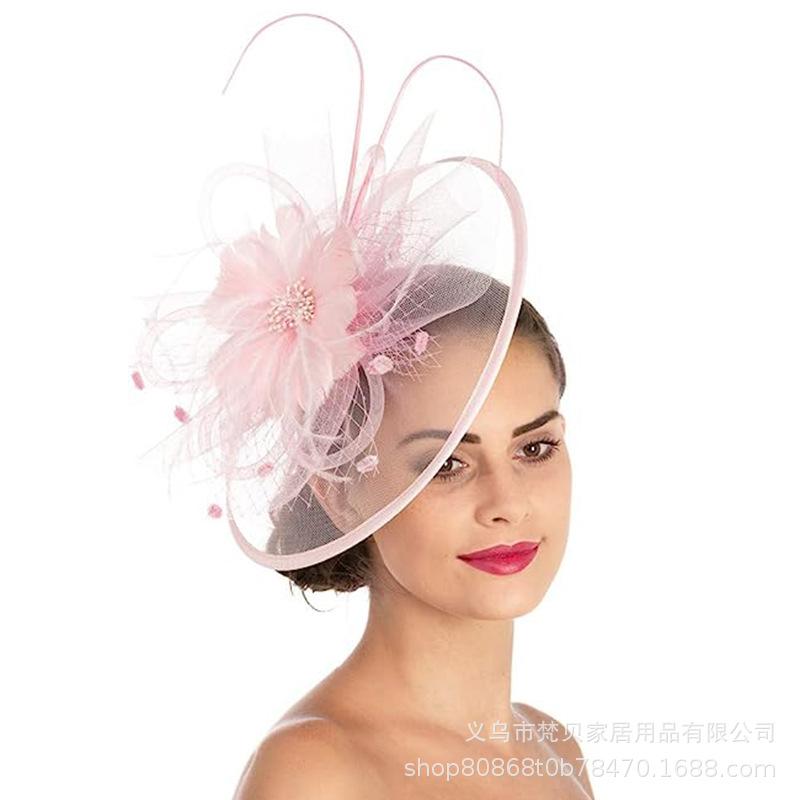 Bridal Headgear Retro Mesh Top Hat Feather Hair Accessories Hairpin Top Hat Headband Exaggerated