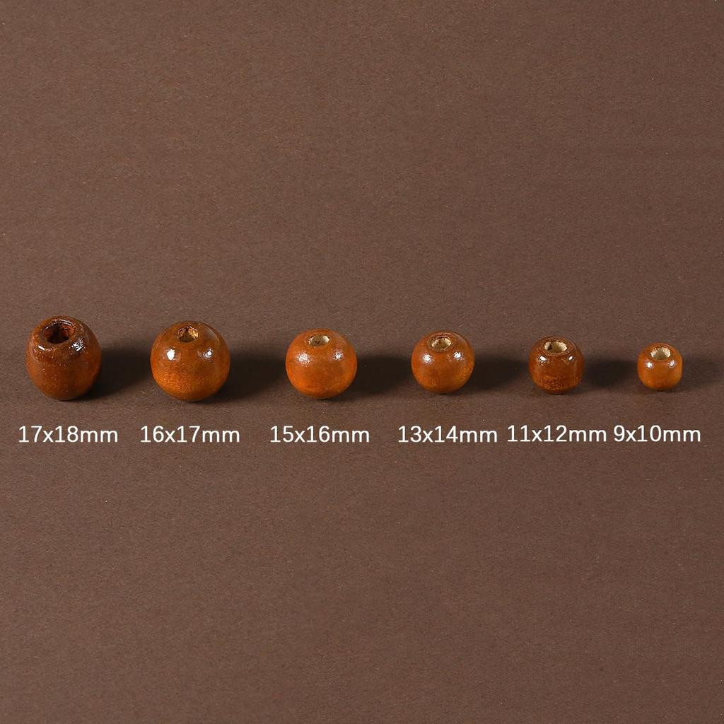50PCS Big Hole Natural Wood Loose Beads Wooden Round Beads For Jewelry Making Bracelet Necklace Accessories DIY Crafts