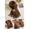 Thickened Double-Sided Fringed Scarf Pure Color Cashmere-Style Women'S Fashionable Student Two-Purpose Shawl Autumn Winter Korea