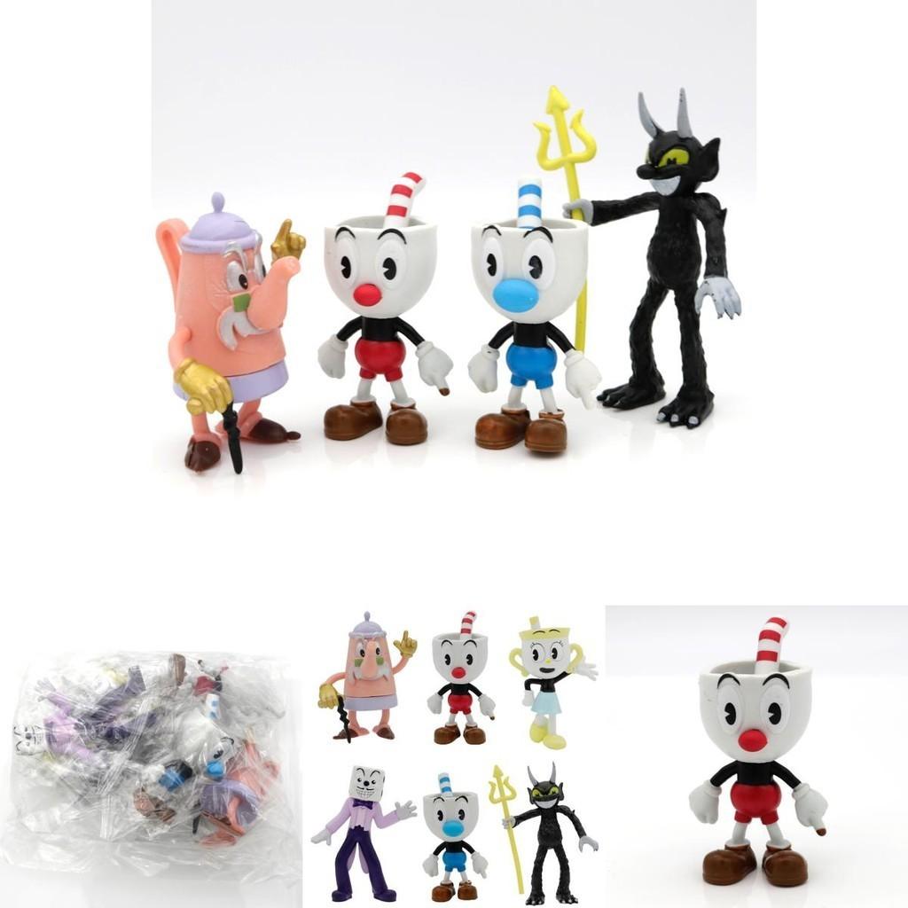 Красочная кукла Cuphead 3,6-4 дюйма Игровая периферия Ручная работа Украшения для торта 6 шт./набор