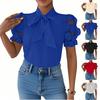 Женская однотонная рубашка с короткими рукавами и бантом на шнуровке, футболка, топ