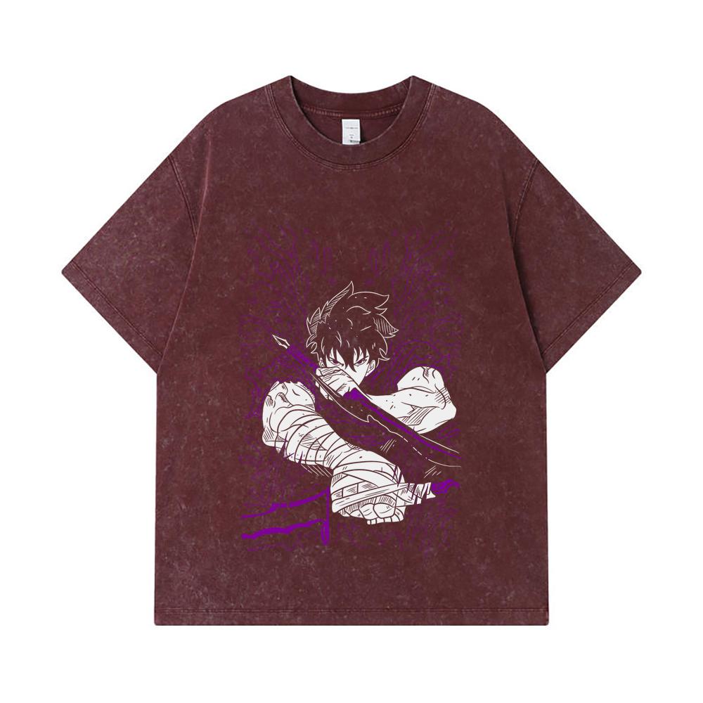 275 GSM Washed T-shirts 100% Cotton Solo Leveling V7 Print Unisex Heavy Cotton T Shirt
