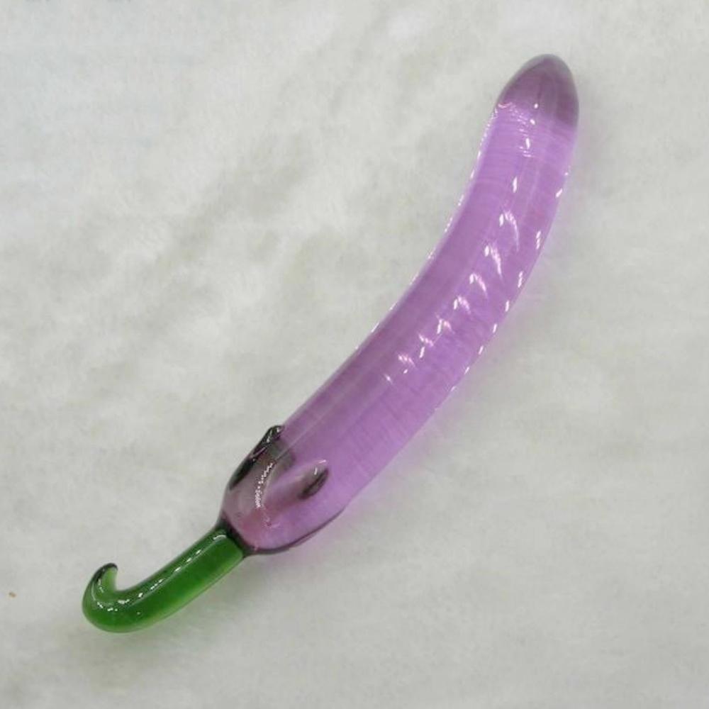 Purple Clear Eggplant Shape Crystal Glass Quantity Plug