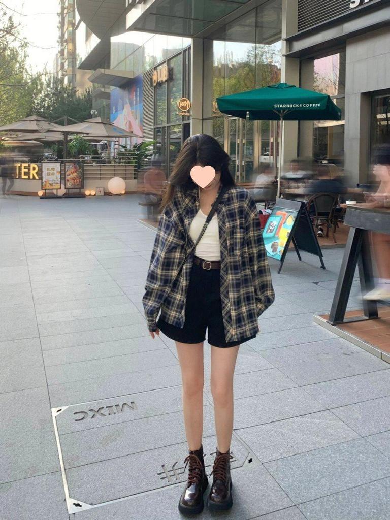 Women's Retro Plaid Loose Shirt Jacket – Lightweight Sun Protection for Spring/Autumn
