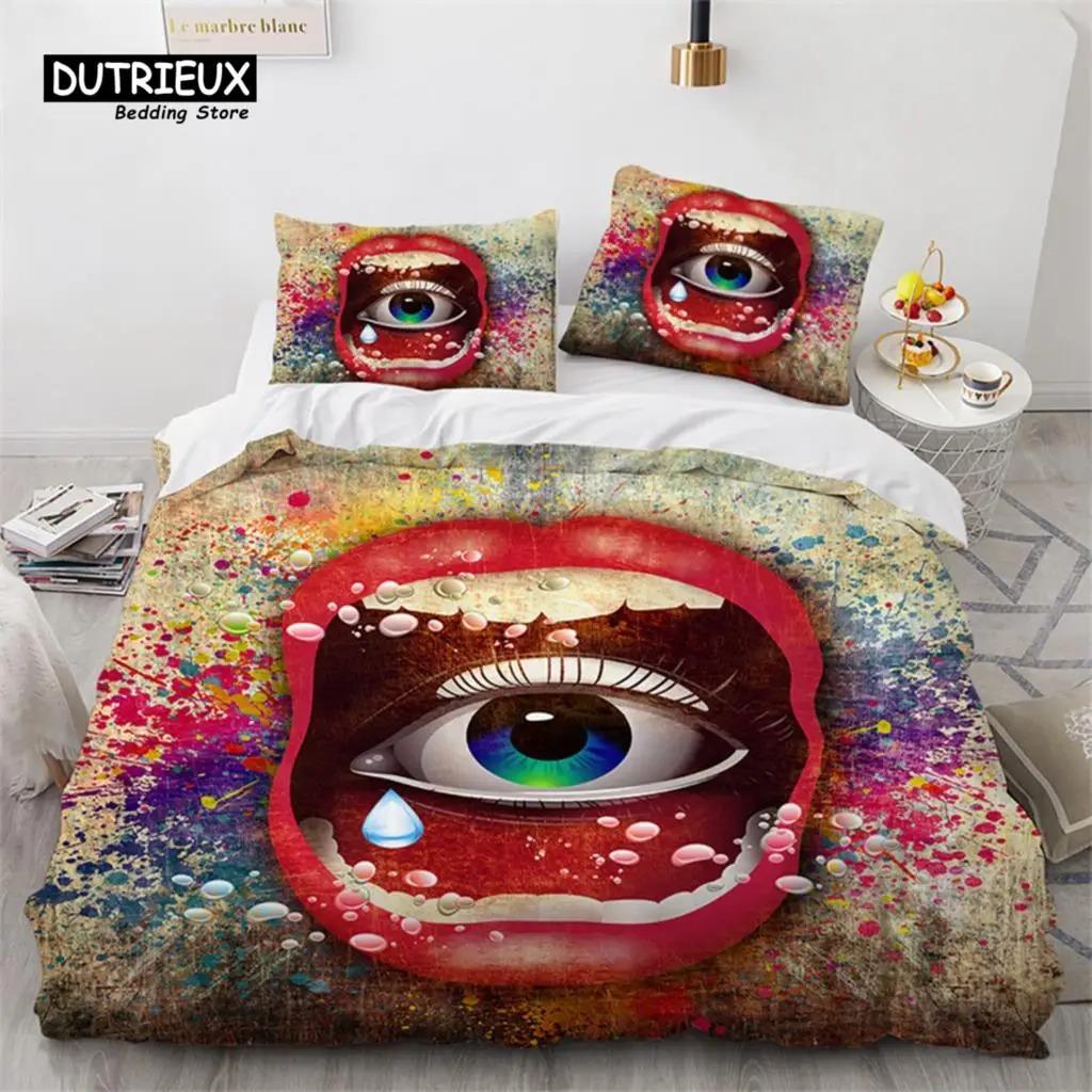 3D Красочные Глаза Пододеяльник Микрофибра Винтаж Всевидящий Глаз Тату Покрывало Богемный Мандала Постельный Комплект Полный Односпальный Кинг-сайз