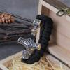 Стальной Viking Mjolnir Кожаный Браслет Молоток Тора Браслет на Запястье Норвежская Мифология Руны Украшение Подарок С Деревянной Коробкой