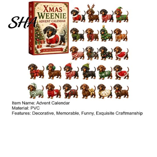 Holiday Ritual Countdown 2026 Dachshund Advent Calendar, 24 Days Dog Collectible Surprises with Festive Xmas Gift for Pet Lovers Puppy Acrylic Figures