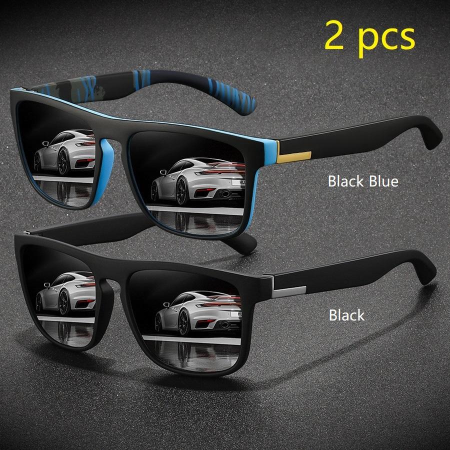 2 предмета модные винтажные квадратные спортивные солнцезащитные очки для мужчин и женщин для вождения и рыбалки брендовые дизайнерские солнцезащитные очки ретро мужские очки UV400