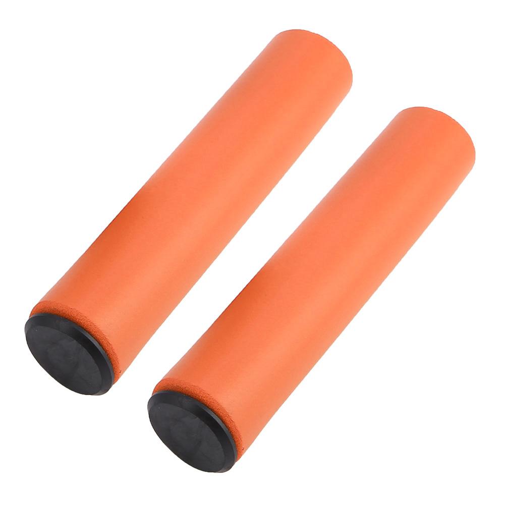 1 Pair Bicycle Handlebar Grips Anti skid Shock Proof Silicone Bike Grip With End Plugs Orange