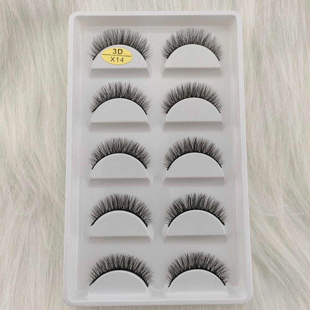 3D Норковые Накладные Ресницы 5 Пар Пушистые Объемные Ресницы с Эффектом Легкости Натурального Вида Полоски Пучки для Вечеринки Ежедневного Натурального Макияжа