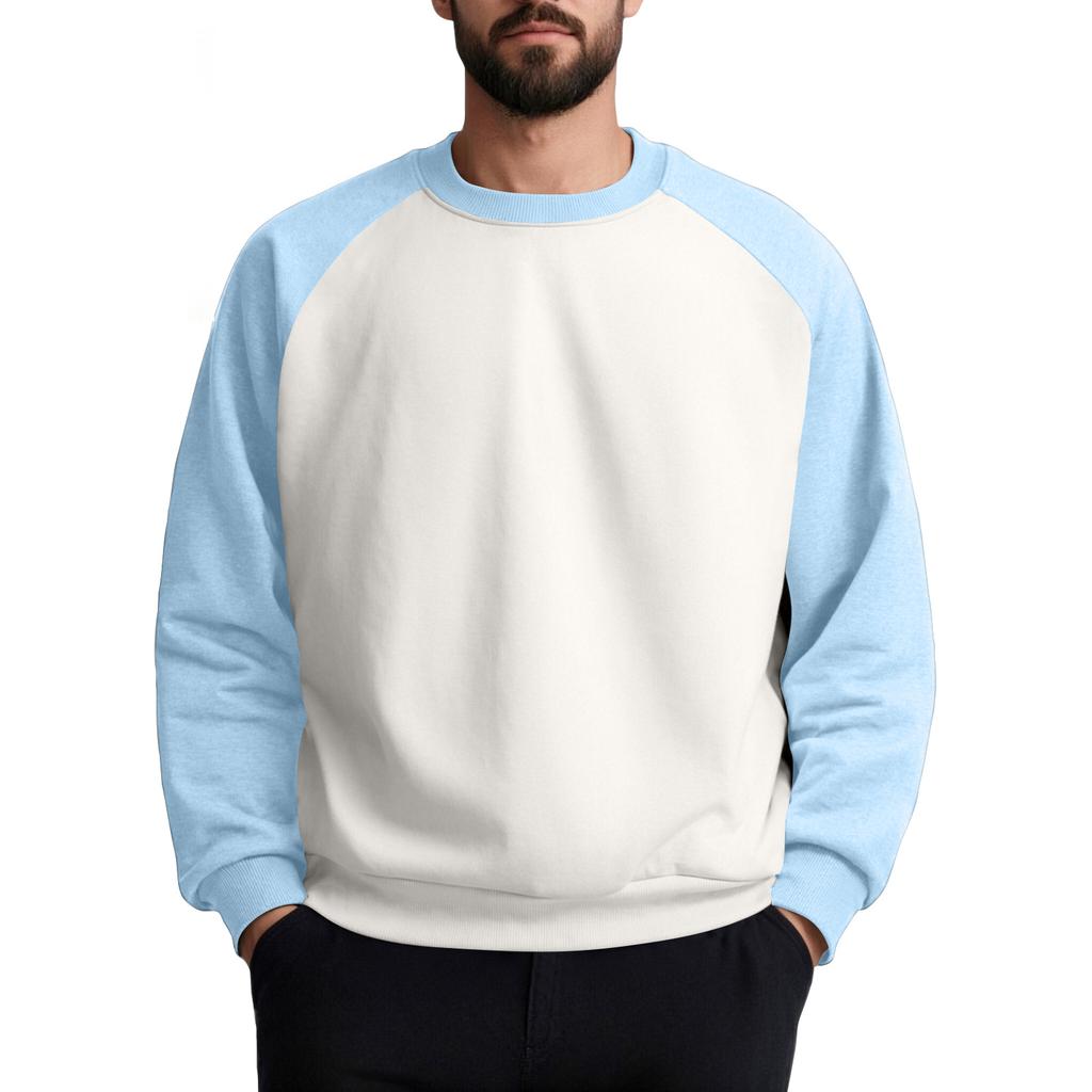Unisex Colorblock Round Neck Pullover Top Raglan Sleeve Long Sleeve Sweatshirt