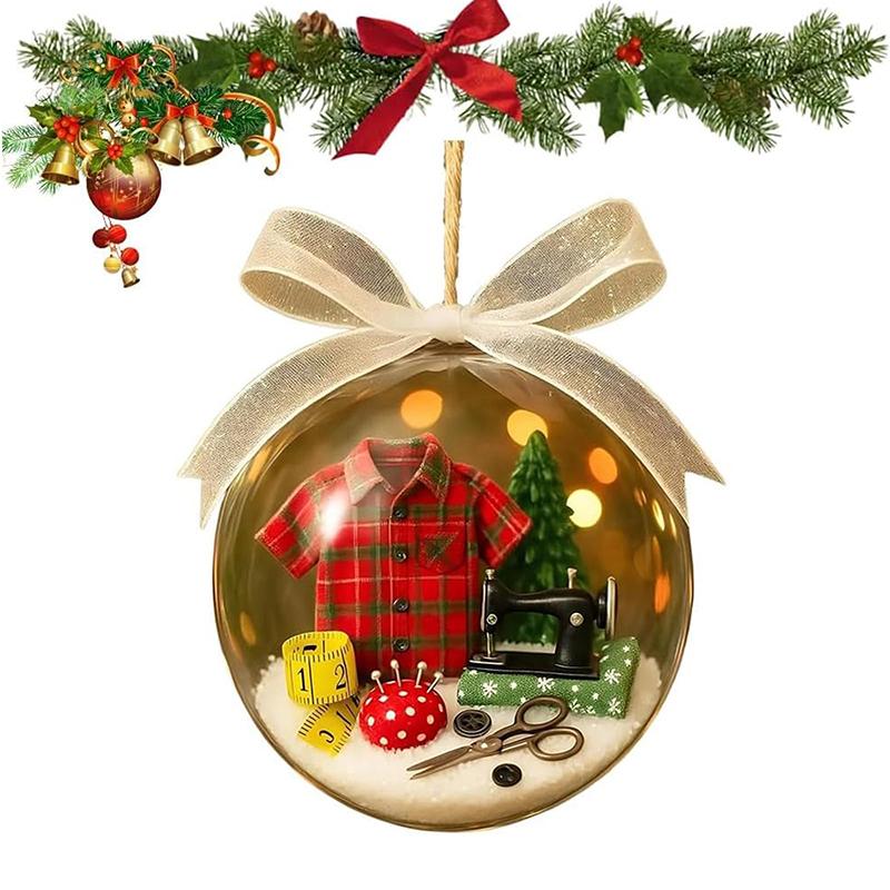 Праздничный швейный шар со снегом, Винтажная швейная машинка, украшение на рождественскую елку, Теплое зимнее украшение для дома