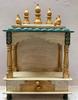 Embossed Painted Wood Mandir: Antique Finish Wall Shrine