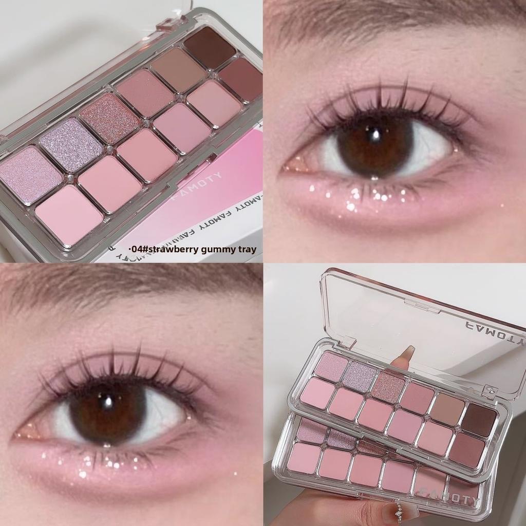 Twelve-color Eyeshadow Disc Light Makeup Commuting Multi-use Matte Pearlescent Natural Brightening Long-lasting Versatile Eye Makeup Earth Color