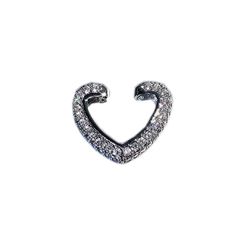Женские серьги с бриллиантами в форме сердца без отверстий для ушей, высококачественные зажимы для ушей, сетчатые красные универсальные серьги