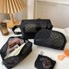 Mini Mesh Makeup Bag Polyester Portable Toiletry Lipstick Storage Bag Soft Pu Leather Solid Makeup Pouch Travel Storage Bags