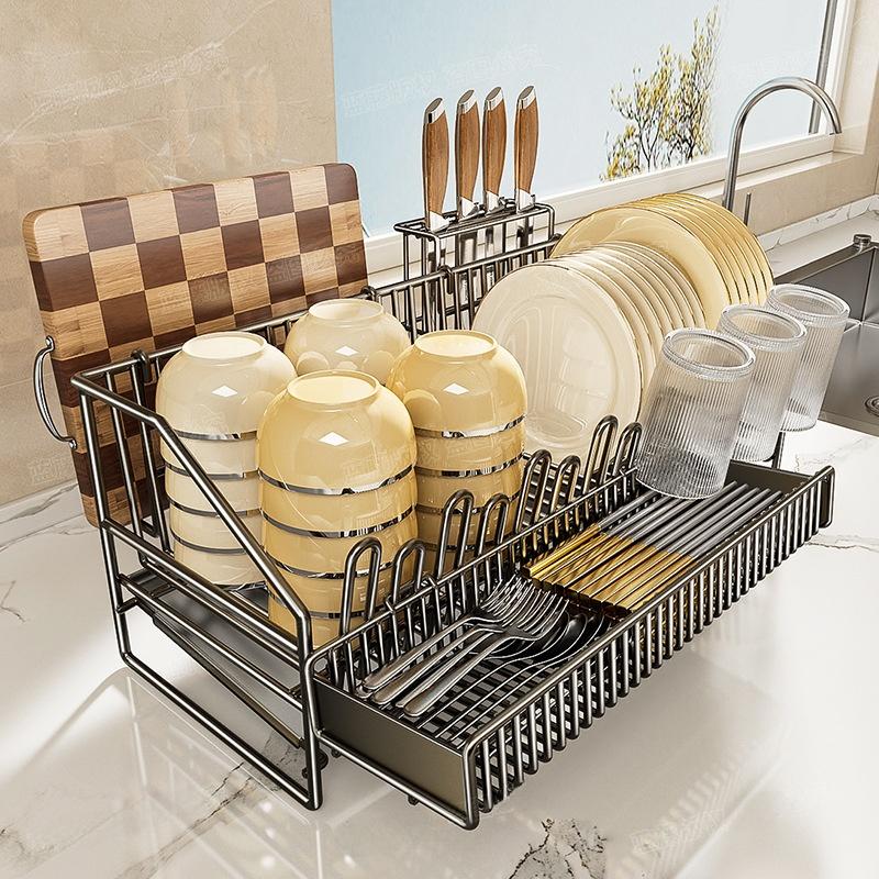 Kitchen Bowl Draining Ra Multi-Functional Countertop Sle Storage elf Utensils Di Plate Diwaer Organizer