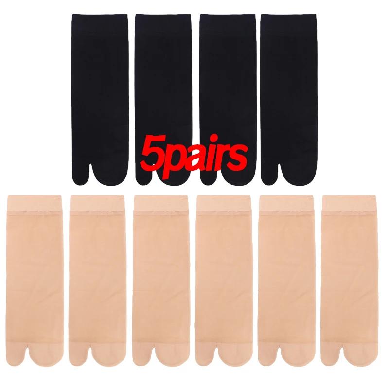 Two Toed Crystal Silk Socks Clear White Black Breathable Cool Stockings Unisex Japanese Men Women Summer Ultra-Thin Tabi Socks