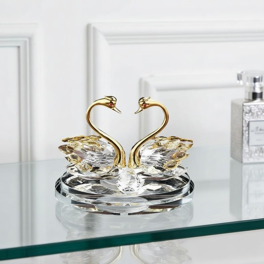 - Украшенные кристаллами Фигурки Лебедей Изысканное Хрустальное Украшение для Дома Стеклянные Лебеди Салон Автомобиля