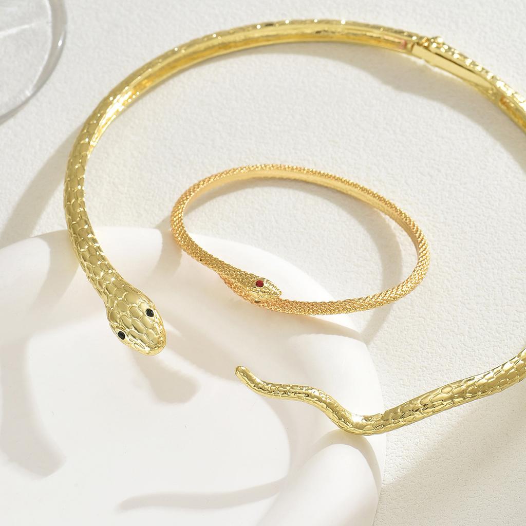 Простой женский комплект ожерелья и браслета, персонализированный дизайн змеи, бриллиантовый сплав, ошейник, ювелирные изделия оптом