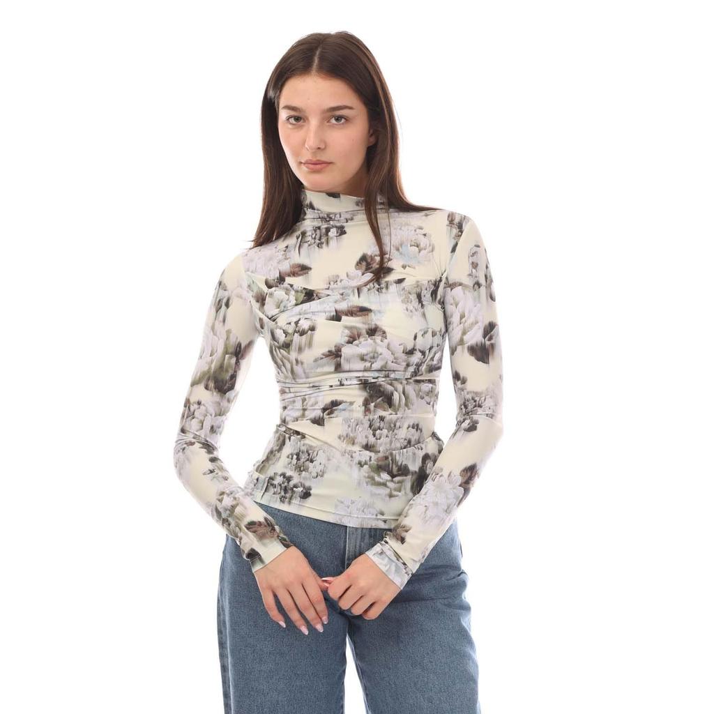 Топ с длинным рукавом Off White для женщин/леди, скин твист, цвет шампанского