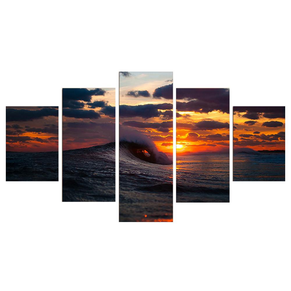 5 Pcs Sea Wave Modern Home Wall Art Canvas Painting HD Print Posters Wall Picture Wedding Room Decor