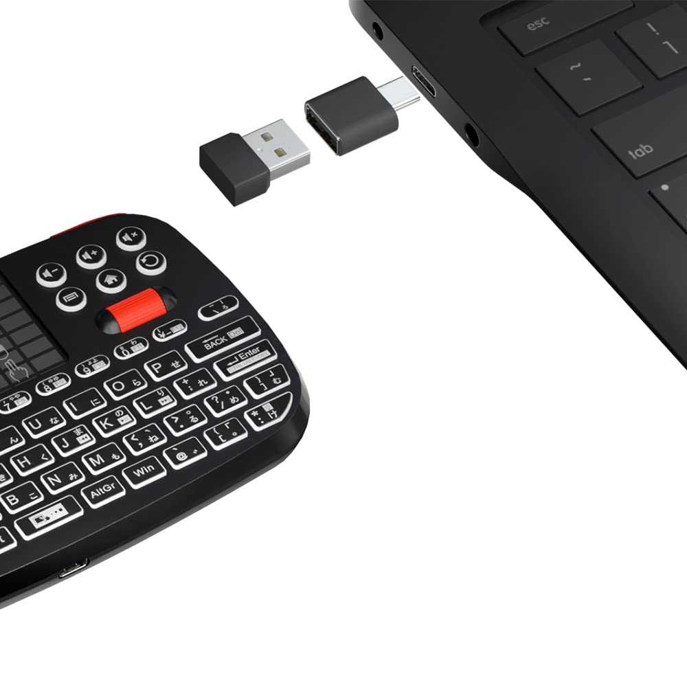 Беспроводная мини-клавиатура Airia, беспроводной адаптер Bluetooth Type C, в комплекте сенсорная панель, прокрутка, совместимая с ПК, смартфоном, черная, 2,4 ГГц