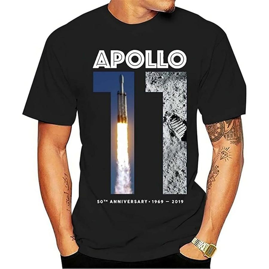 Мужские черные футболки ESSEFAUST Apollo 11 50-я годовщина высадки на Луну 1969 2019 Черные Черные