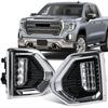 Противотуманные фары светодиодные белые хромированные рамки для GMC Sierra 1500 Denali 2019-2025