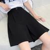 Women's Spring High-waisted Slimming A- Line Black Shorts Casual 5-piece Pants Korean Style