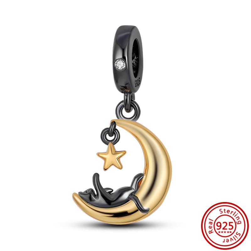 Медь 925 пробы Золотое Сердце Любви Четырехлистный Клевер Ангел Солнце Дерево Перья DIY Бусины Подходят для Оригинального Шарм-браслета Pantaro Мелкий Циркон